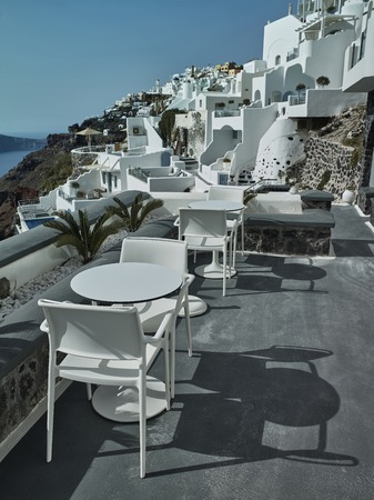 Landscape of Santorini Island, Fira, Cyclades, Greeceの写真素材