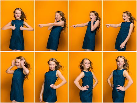 The face of playful happy teen girlの写真素材