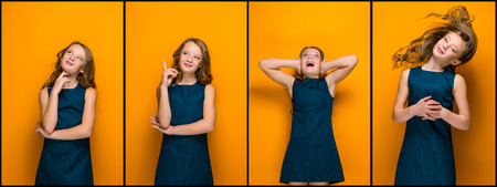 The face of playful happy teen girlの写真素材