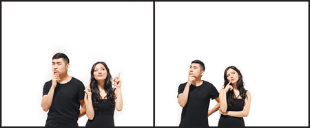 The Collage from images of Korean couple isolated on white