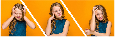 The face of sad teen girlの写真素材