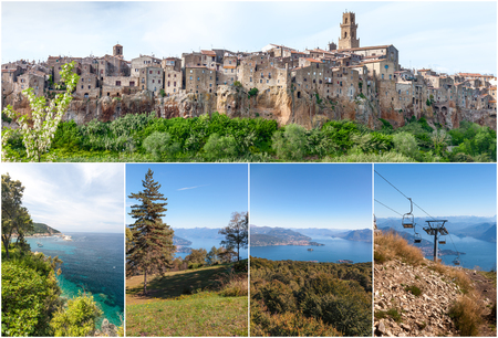 Panorama of the Pitigliano - city on clif in Italyの写真素材
