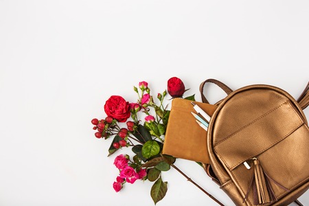 Top view of female property in bag.の写真素材