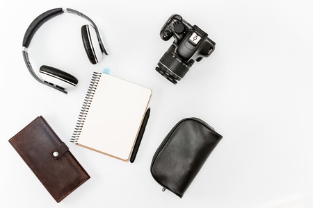 Still life of casual man. Modern male accessories and laptopの写真素材