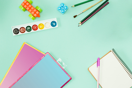 Paint and brushes . Back to school concept.の写真素材