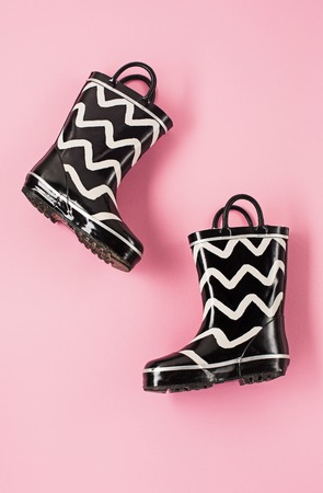 The Black and white rubber boots or gardening boots