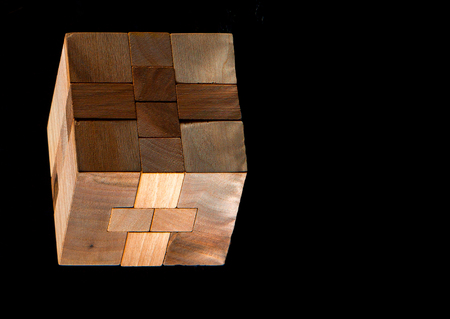 The wooden puzzle - game with blocksの写真素材