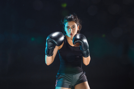 The female boxer training at sport clubの写真素材