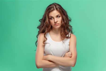 The portrait of disgusted womanの写真素材