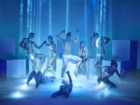 The group of modern ballet dancers
