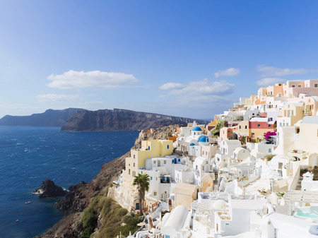 Landscape with sea of Santorini Island, Fira, Greeceの写真素材