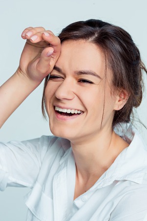 The young womans portrait with happy emotions