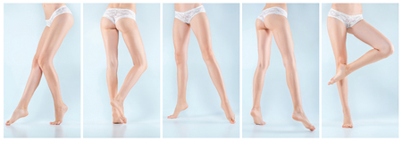 The collage from images of perfect female legs in underwearの写真素材