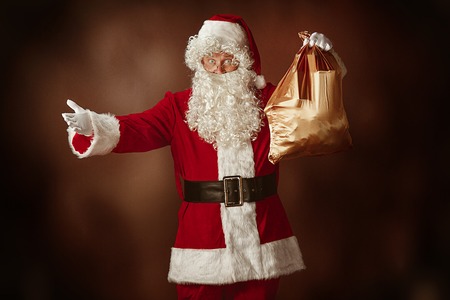 Portrait of Man in Santa Claus Costumeの写真素材