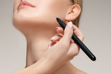 Beautiful young woman before plastic surgery operation.の写真素材