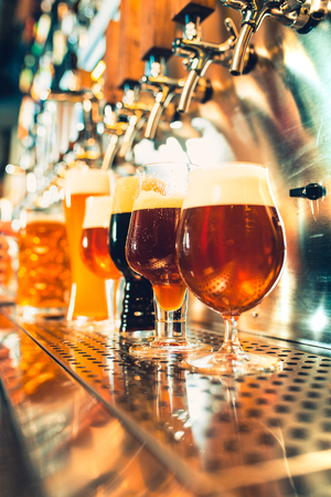 Beer taps in a pubの写真素材