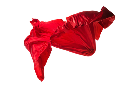 Smooth elegant transparent red cloth separated on white background.の写真素材