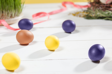 Beautiful easter table setting composition.の写真素材