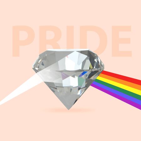 Strong as a diamond. Jewelry with flag of LGBT community. Negative space to insert your text. Modern design. Contemporary art collage. Concept of LGBT people rights, equality, pride.の写真素材