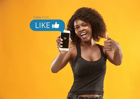 Social media interactions on mobile phone. Internet digital marketing, Chating, commenting, liking....