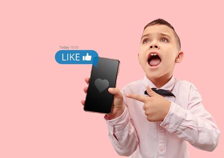 Social media interactions on mobile phone. Internet digital marketing, Chating, commenting, liking....