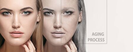 Photo pour Beautiful female face isolated on white own background. Concept of bodycare, cosmetics, skincare and lifting, correction surgery, beauty and perfect skin. Colorful flyer for your advertising. Antiaging. - image libre de droit