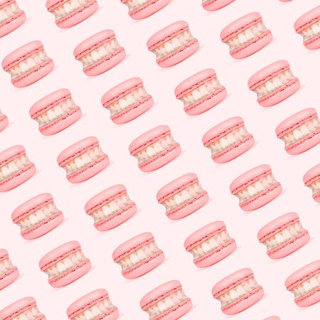 Modern colorful pattern of a coral biscuit with teeth inside