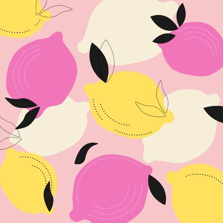 Lemons. Watercolor illustration in bright colors, summer vibes. Modern colorful design, copyspace for ad. Wallpaper, background for your device. Summertime, holidays, resort, vacation concept.の写真素材