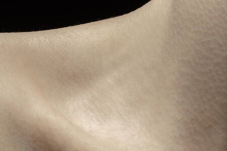 Collarbones. Detailed texture of human skin. Close up shot of young caucasian female body. Skincare, bodycare, healthcare, hygiene and medicine concept. Looks beauty and well-kept. Dermatology.の写真素材