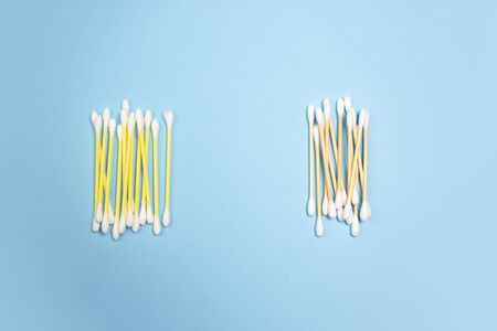 Ear sticks. Eco-friendly life - organic made recycle things in compare with polymers, plastics...