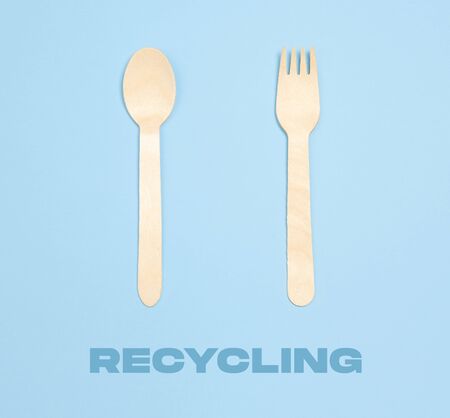 Fork and spoon. Eco-friendly life - organic made recycle things replace polymers, plastics...