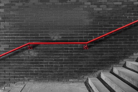 Blank brick wall for advertising on the building, copyspace for your text, image, design. Media marketing, ads, promo announcement, commercial propose or message. Banner, template black. Metro, shop.の写真素材