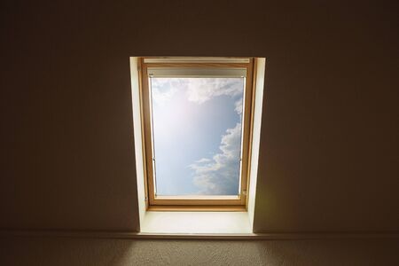 Closed window and beautiful picture outside, nature view, resort and resting. Sunny summers or...