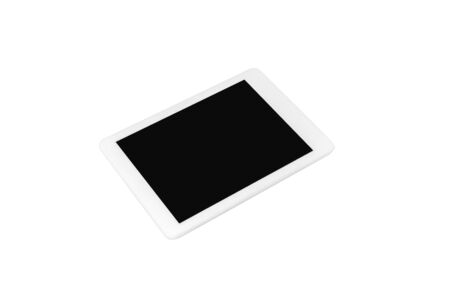 Modern touch screen tablet isolated on white studio background with copyspace for advertising. Technologies, social media, online communication, sales and shopping. Games, applications.の写真素材