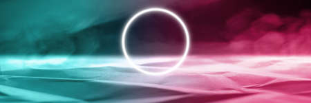 Lightning circle. Synth wave and retro wave, vaporwave futuristic aesthetics. Glowing neon style....