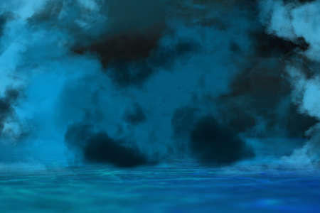 Colors. Synth wave and retro wave, vaporwave futuristic aesthetics. Glowing neon style. Horizontal wallpaper, background. Stylish flyer for ad, offer, bright colors and smoke neoned effect. Copyspace.の写真素材