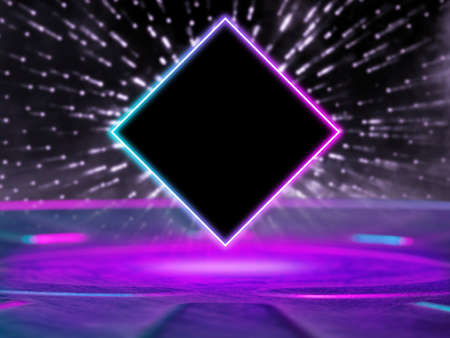 Luminous square. Synth wave, retro wave, vaporwave futuristic aesthetics. Glowing neon style....