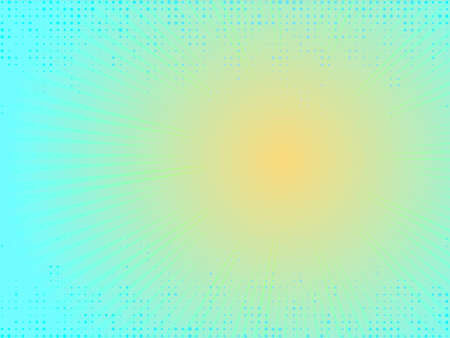 Comic book abstract template with rays and halftone. Humor effects on radial background. Illustration in magazine style, trendy colors. Copyspace for advertising or design. Dotted, geometric soft.の写真素材