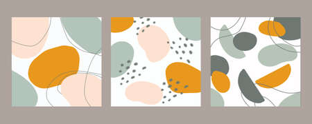 Leaves. Modern, trendy design set for social media. Contemporary art. Creative conceptual and...