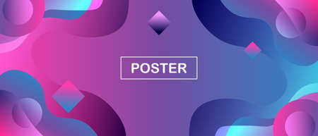 Purple, blue, navy. Neon, fluid poster illustration with abstract texture, trendy wallpaper. Art for...