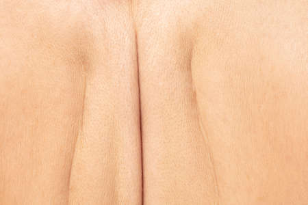 Spine. Close up portrait of beautiful jewish female model. Parts of face and body. Beauty, fashion,...
