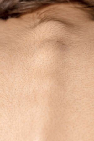 Spine bones. Close up portrait of beautiful jewish female model. Parts of face and body. Beauty, fashion, skincare, cosmetics, wellness concept. Well-kept skin aesthetic, fresh look, details.の写真素材