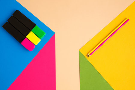 Stationery in bright pop colors with visual illusion effect, modern art. Collection, set for...