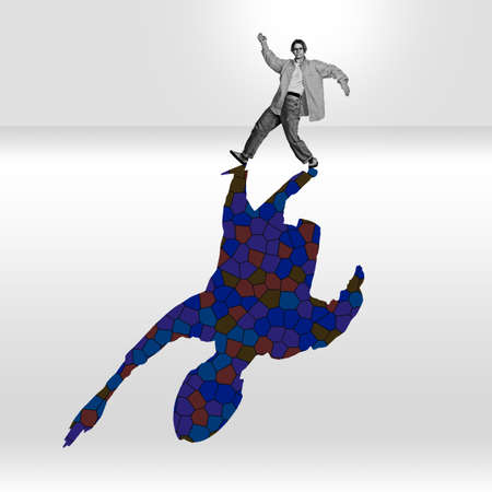 Young caucasian dancer isolated on studio background with shadow, modern artwork. Abstract trendy...