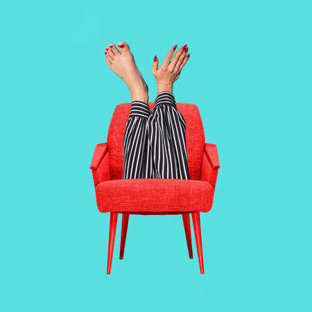 Modern design, contemporary art collage. Inspiration, idea, trendy urban magazine style. Negative space to insert your text or ad.の写真素材
