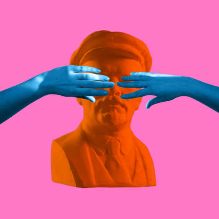 Modern design, contemporary art collage. Inspiration, idea, trendy urban magazine style. Negative space to insert your text or ad.の写真素材