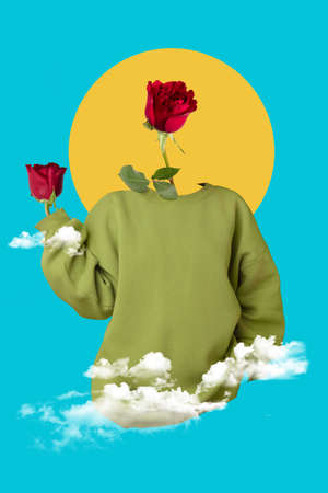 Modern design, contemporary art collage. Inspiration, idea, trendy urban magazine style. Sweatshort...