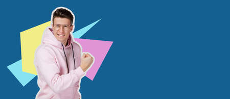 I won. Winning success happy man celebrating being a winner. Dynamic image of caucasian male model...