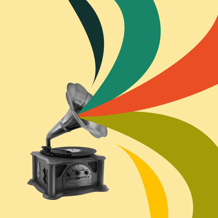 Contemporary art collage and modern design. Summer mood. Cocktail party. Concept of idea, inspiration, creativity and art.の写真素材