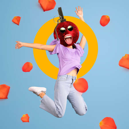 Modern design, contemporary art collage. Inspiration, idea, trendy urban magazine style.の写真素材